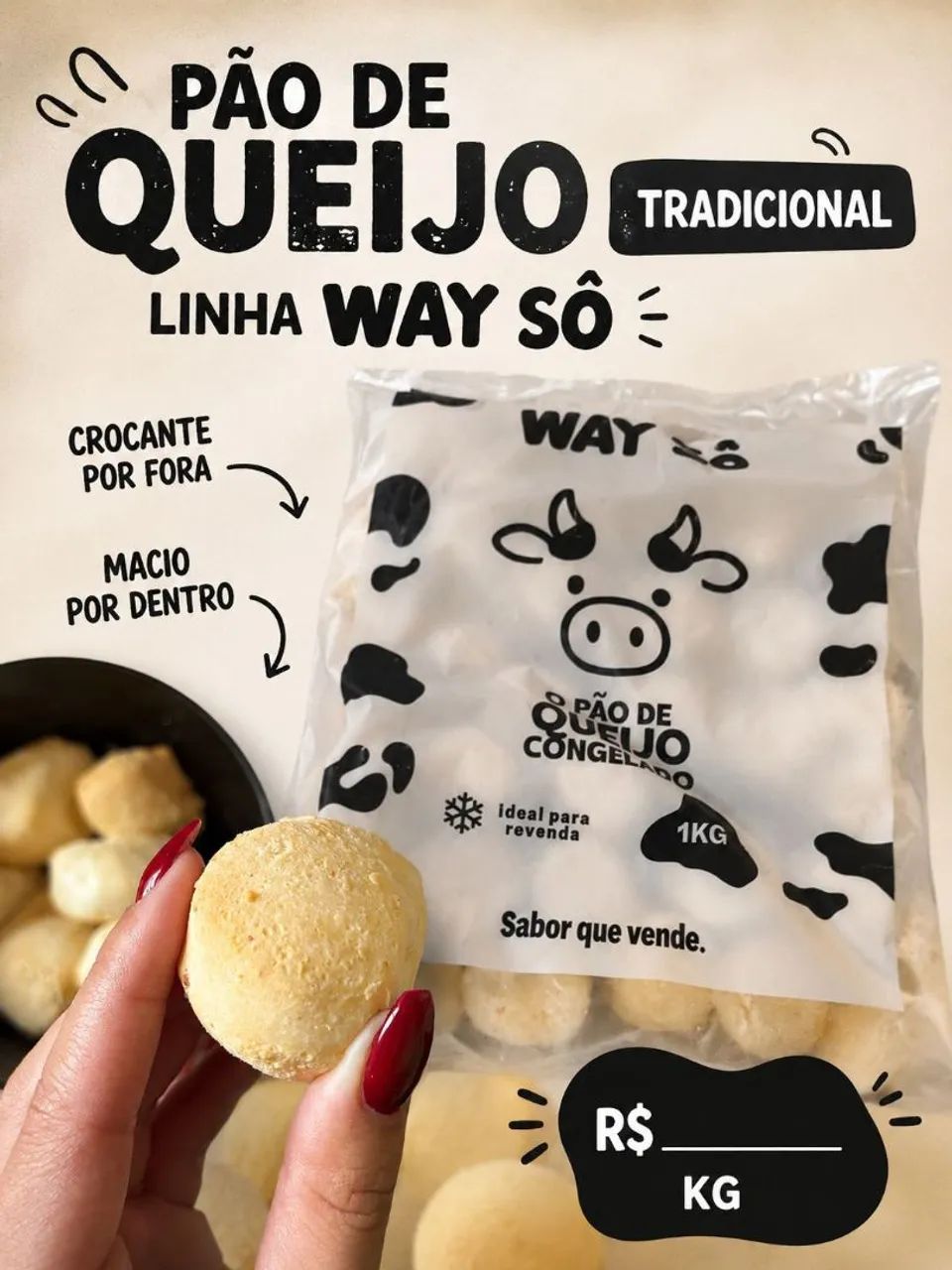 Pão de queijo pacote de 1kg - Foto 3
