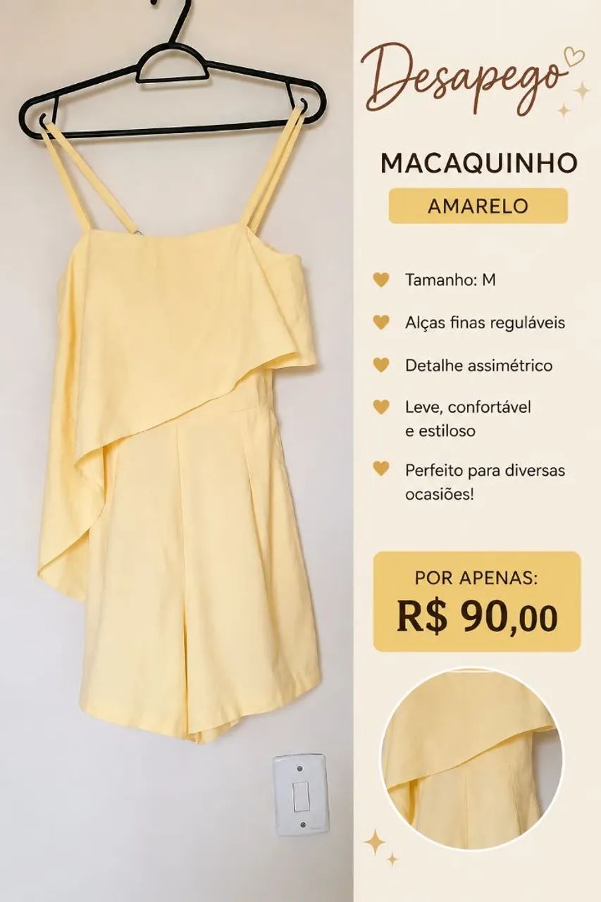 Macaquinho amarelo com bojo.Desapego em ótimo estado 