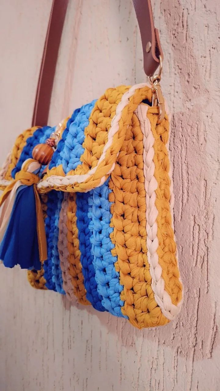 Bolsa crochê forrada  - Foto 4