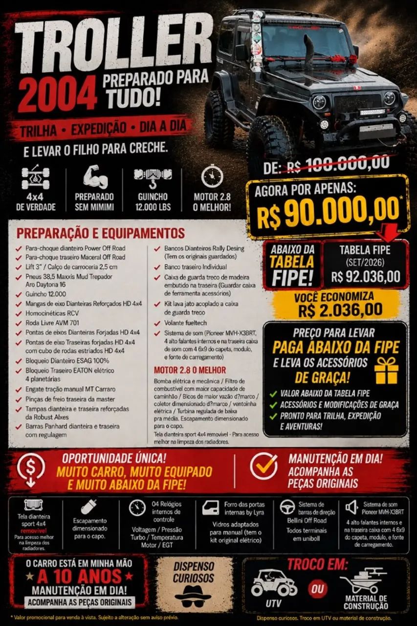 Troller T-4 4X4 2.8 TB Int. Cap. Lona Diesel 2004