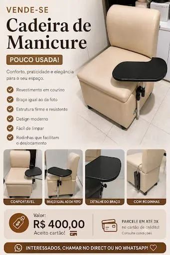 Desapego: Cadeira de manicure bege praticamente nova  - Foto 2