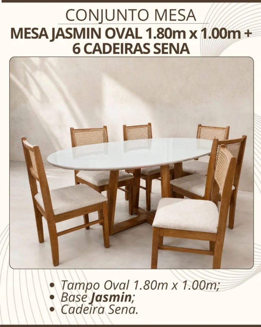Mesa de Jantar elegante com 6 cadeiras 