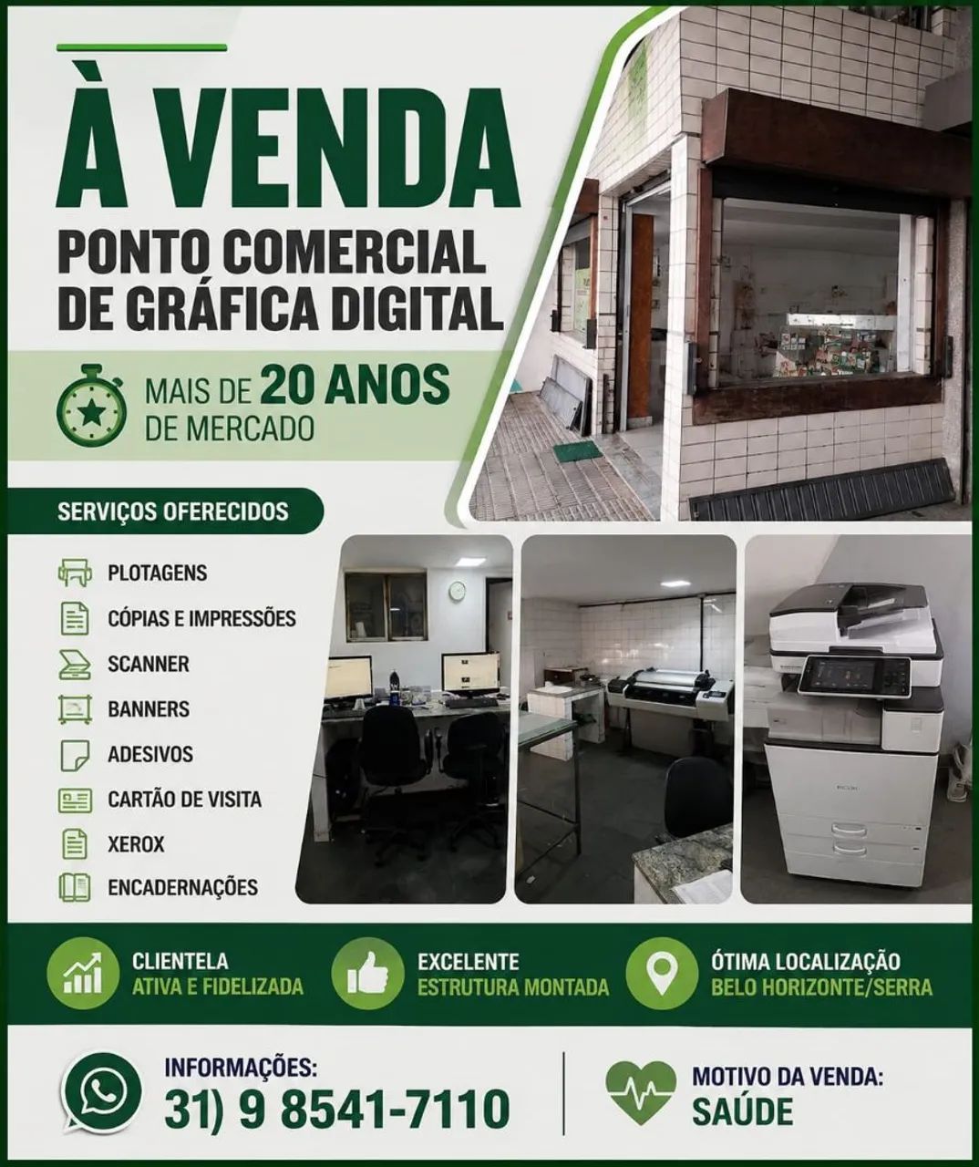 Ponto de Gráfica Digital à Venda - Região Excelente