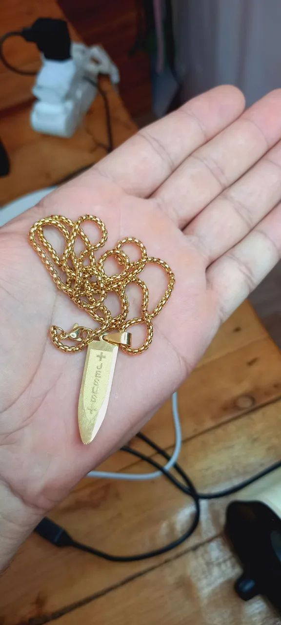 Cartão aço inoxidável ouro18k 60cm  - Foto 3