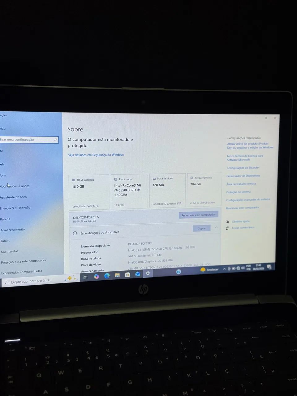 NOTEBOOK HP - i7, 8a geração - EXCELENTE!!! - Foto 3