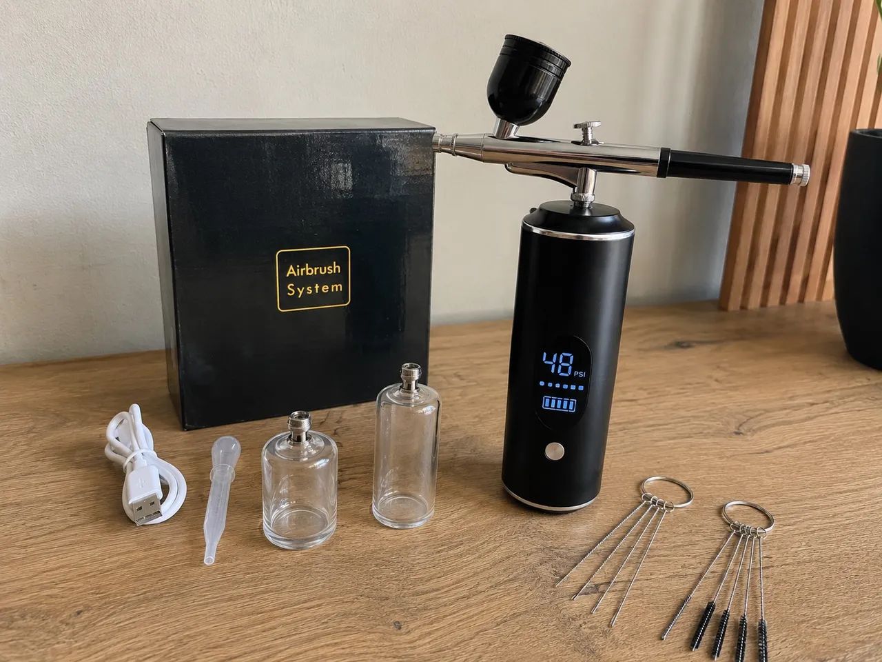 Aerógrafo Portátil Sem Fio com Compressor + Kit Completo
