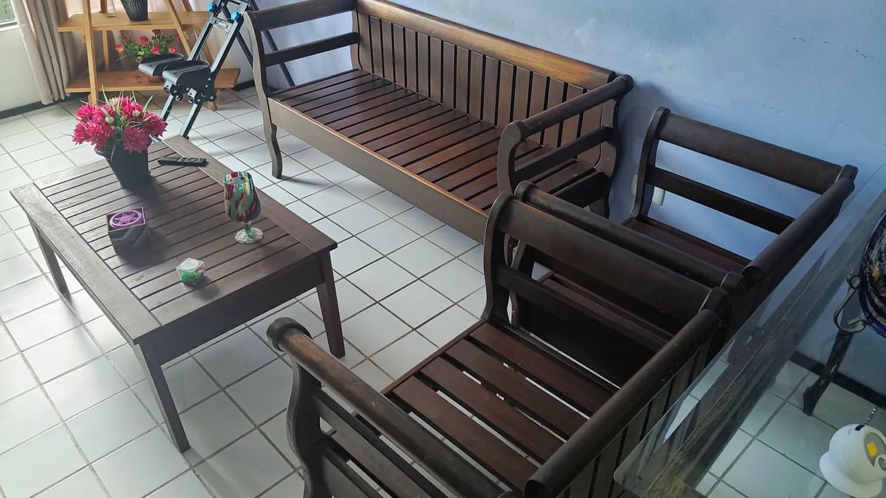 conjunto de sala em madeira antigo - Foto 4