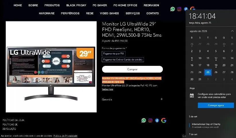Monitor 29 ultrawide lg 29wl500-b  (Sem detalhes) - Foto 2