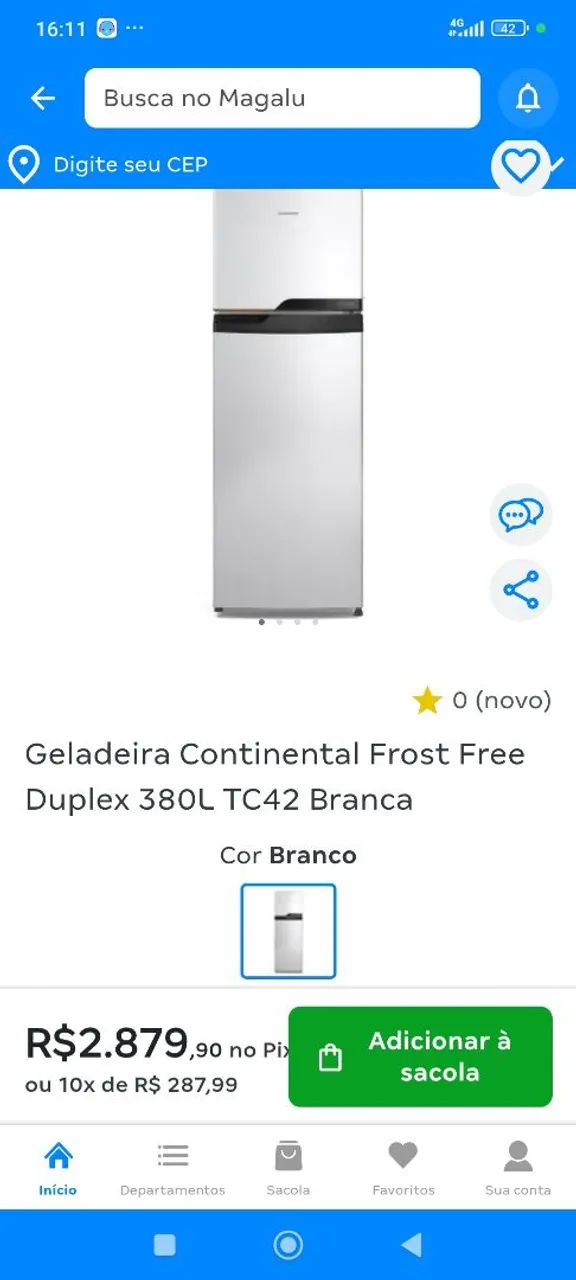 Geladeira Continental TC 42 380 L Frost Free 02 portas.NOVA