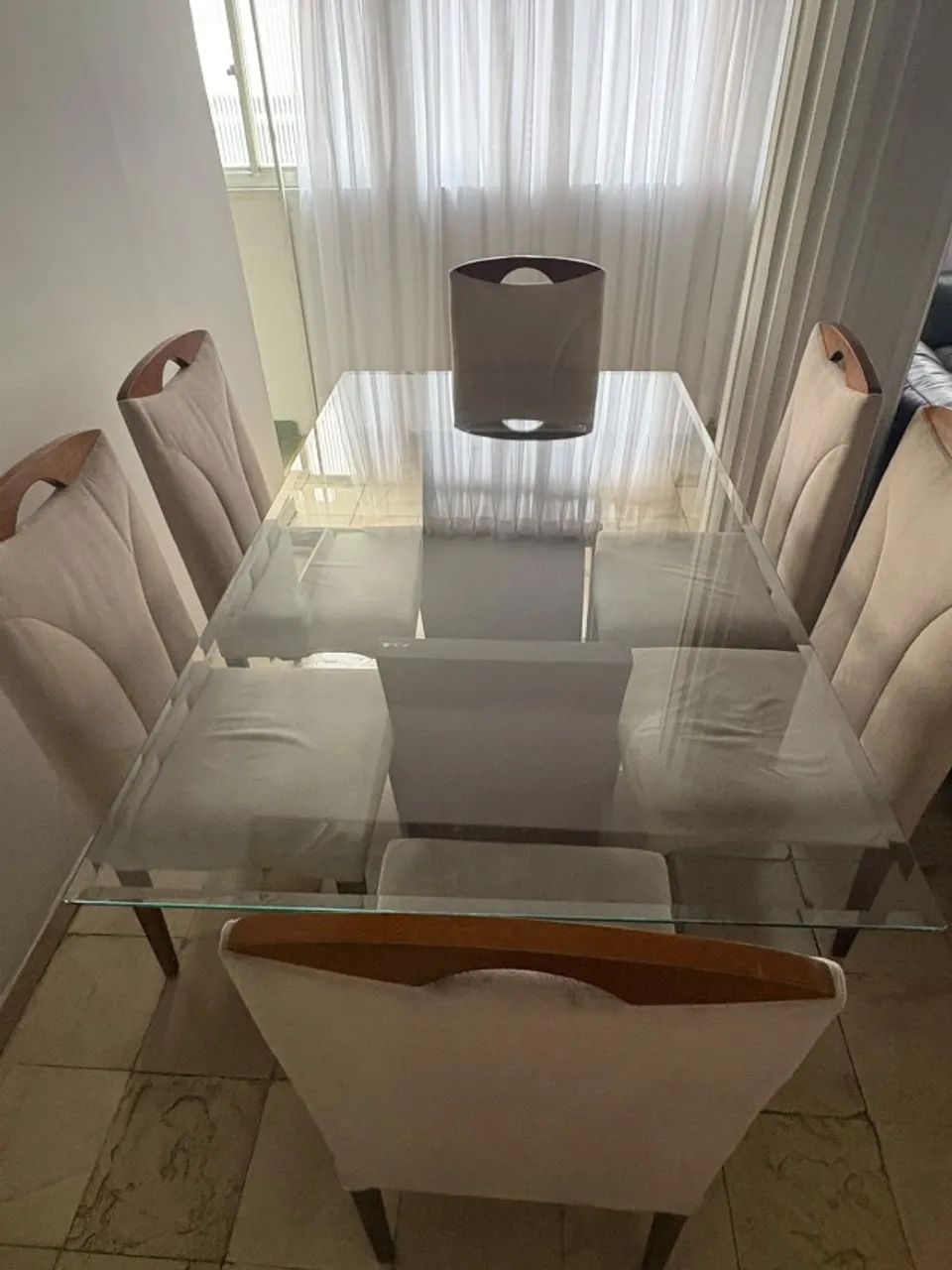 Mesa de Jantar retangular de vidro - 6 cadeiras - Foto 2