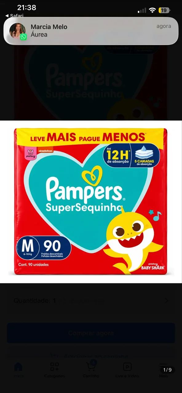 Fralda Pampers super sequinha M
