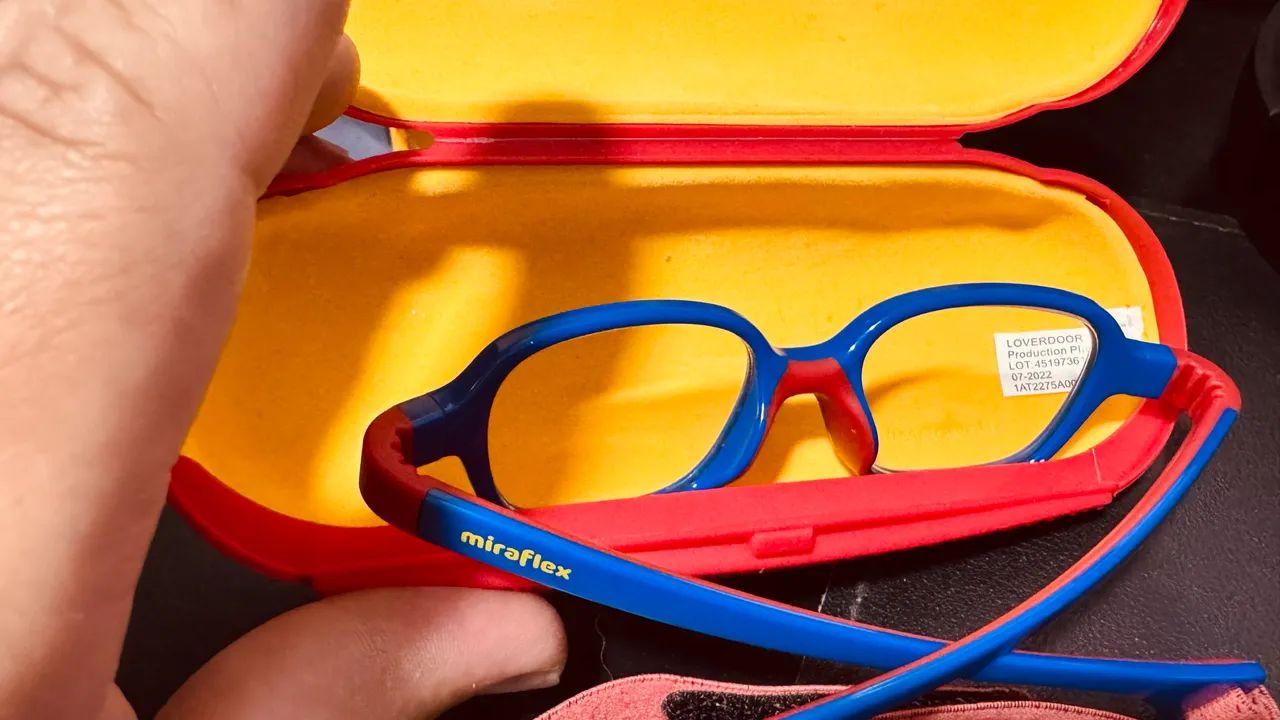  óculos Infantil Miraflex MF4004 retangular Azul e Vermelho - Foto 3
