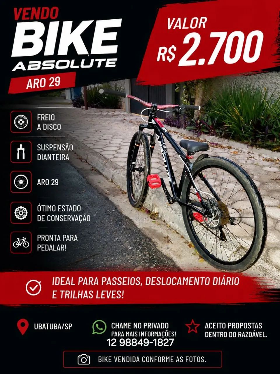 Bicicleta absolute nero 5 semi nova