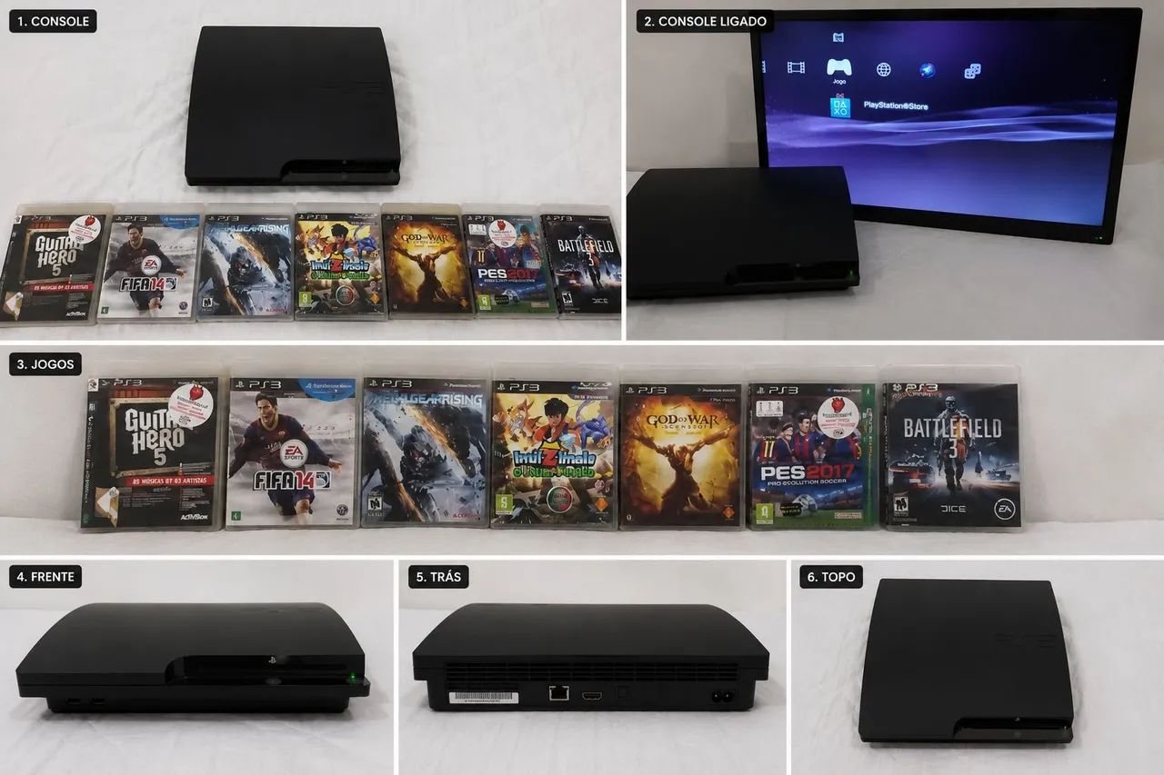PS3 Original Funcionando| 9 Jogos de Brinde
