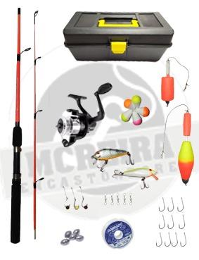 Kit Pesca Infantil Vara + Molinete + Maleta c/33 itens