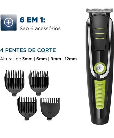  Barbeador, Aparador de Pelos Super Groom 06, Mondial, Preto/Verde, 6W, Bivolt  - Foto 2