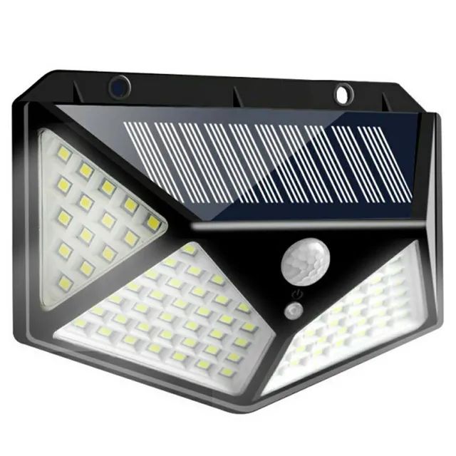 Luminária Solar Parede 100 Led 20W Sensor Presença Com 3 Funções