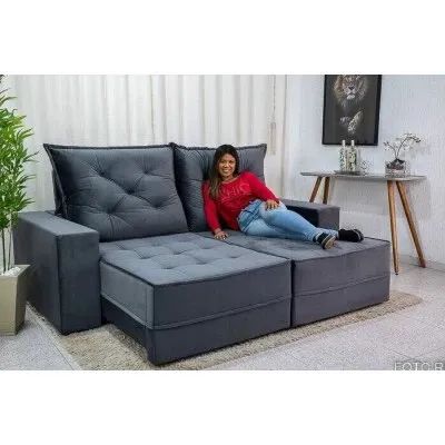 Sofá Retrátil Reclinável Berlim 2,50m D33 e Molas Ensacadas rf531 - Foto 4