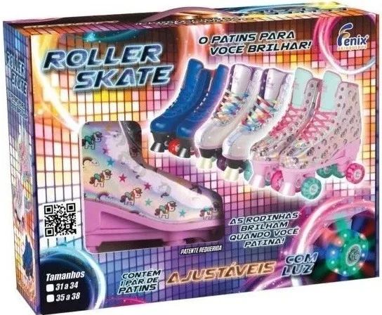 Patins Infantil Menina Lançamento Unicórnio Clássico 4 Rodas Rosa ou Branco - Foto 3