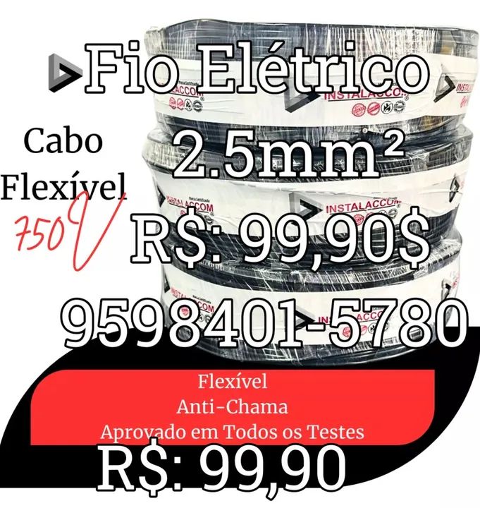 Cabo Fio Elétrico 2.5mm²X100mts - Foto 2