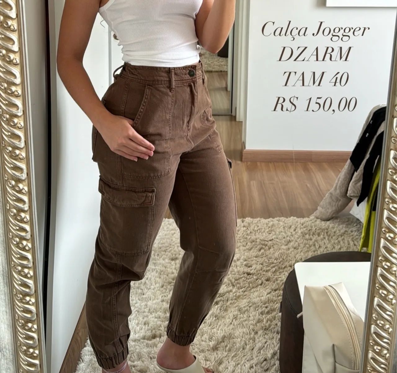 Calça NOVA Jogger Marrom D'Zarm - Tam 40 