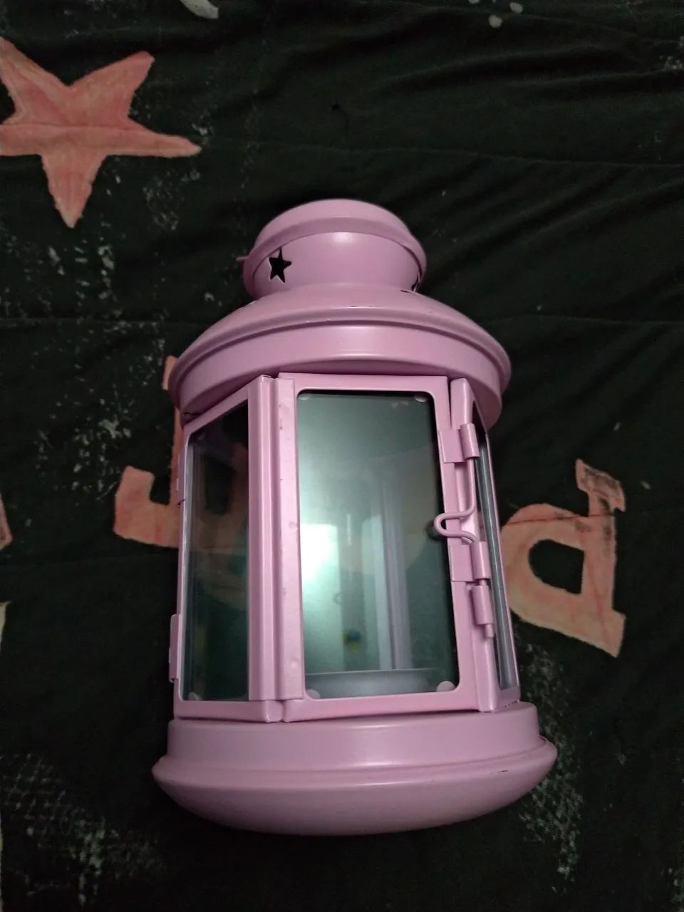 Lanterna para velas - Rosa com Estrelas - Foto 3
