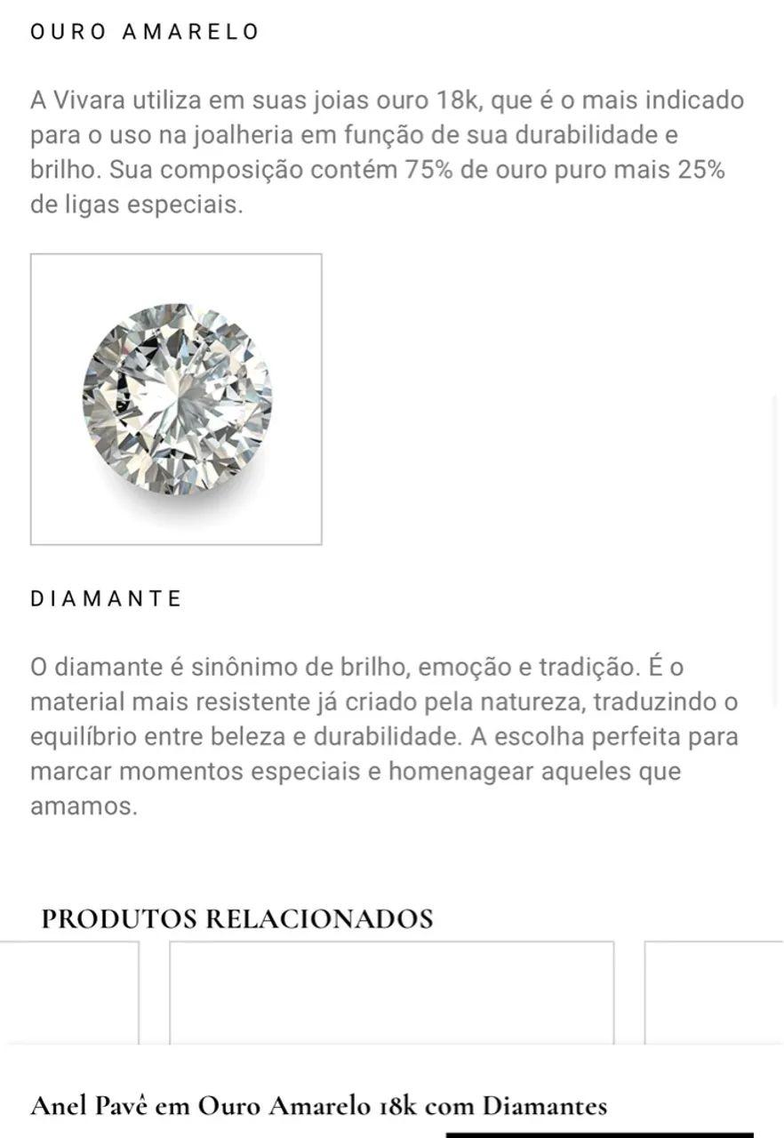 Anel Vivara - Ouro Amarelo 18k com Diamantes - aro 16 - Foto 3