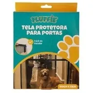 TELA PROTETORA PARA PORTAS DE NYLON COM 4 GANCHOS DE PLASTICO AUTOADESIVO FLUFFIE 180X72CM