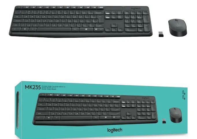 Combo Teclado e Mouse sem fio Logitech MK235 com Conexão USB, Pilhas Inclusas e Layout ABN