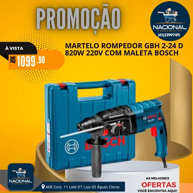 Martelo Rompedor GBH 2-24 D 1/2 Pol 820W 220V com Maleta BOSCH