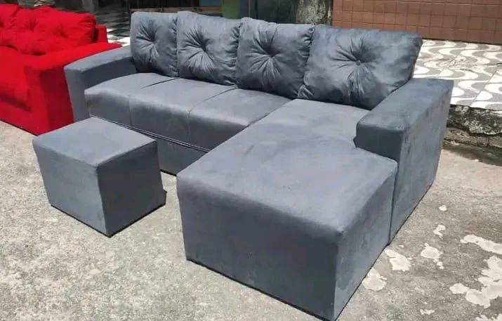 Sofá de Canto em Suede Bege - Foto 3