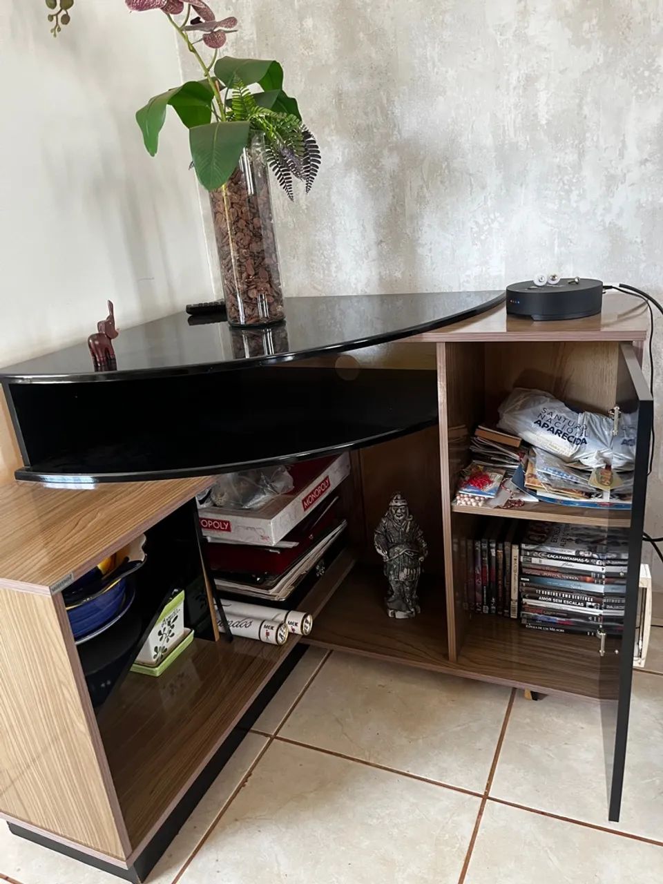 Rack de Canto Moderno - Amadeirado e Preto - Foto 3