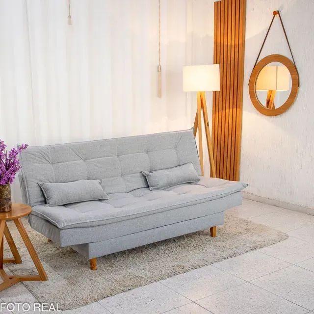 Sofá Cama Premium Linho Cinza   Pronta Entrega!