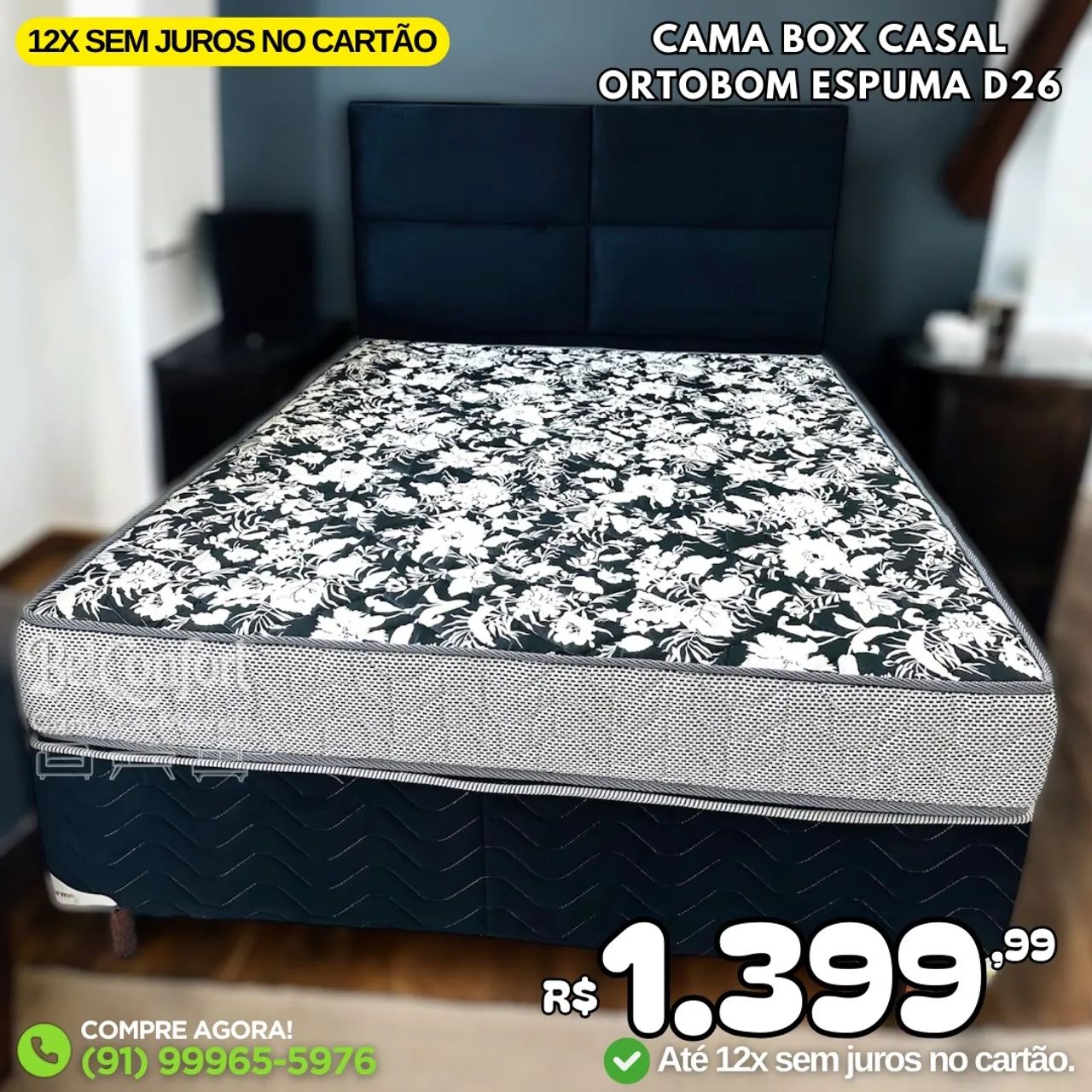 Cama Box Casal Ortobom 100% Espuma D26