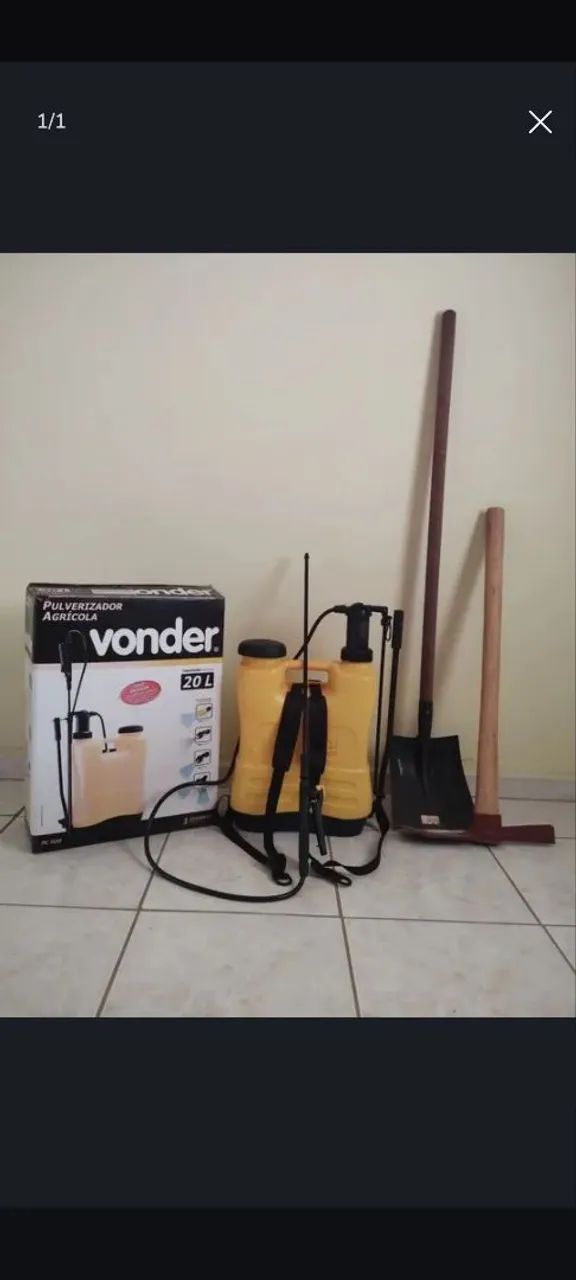 Vendo 1 pulverizador agrícola de 20 litros, com todos os bicos, pouco uso, valor R$160,00.