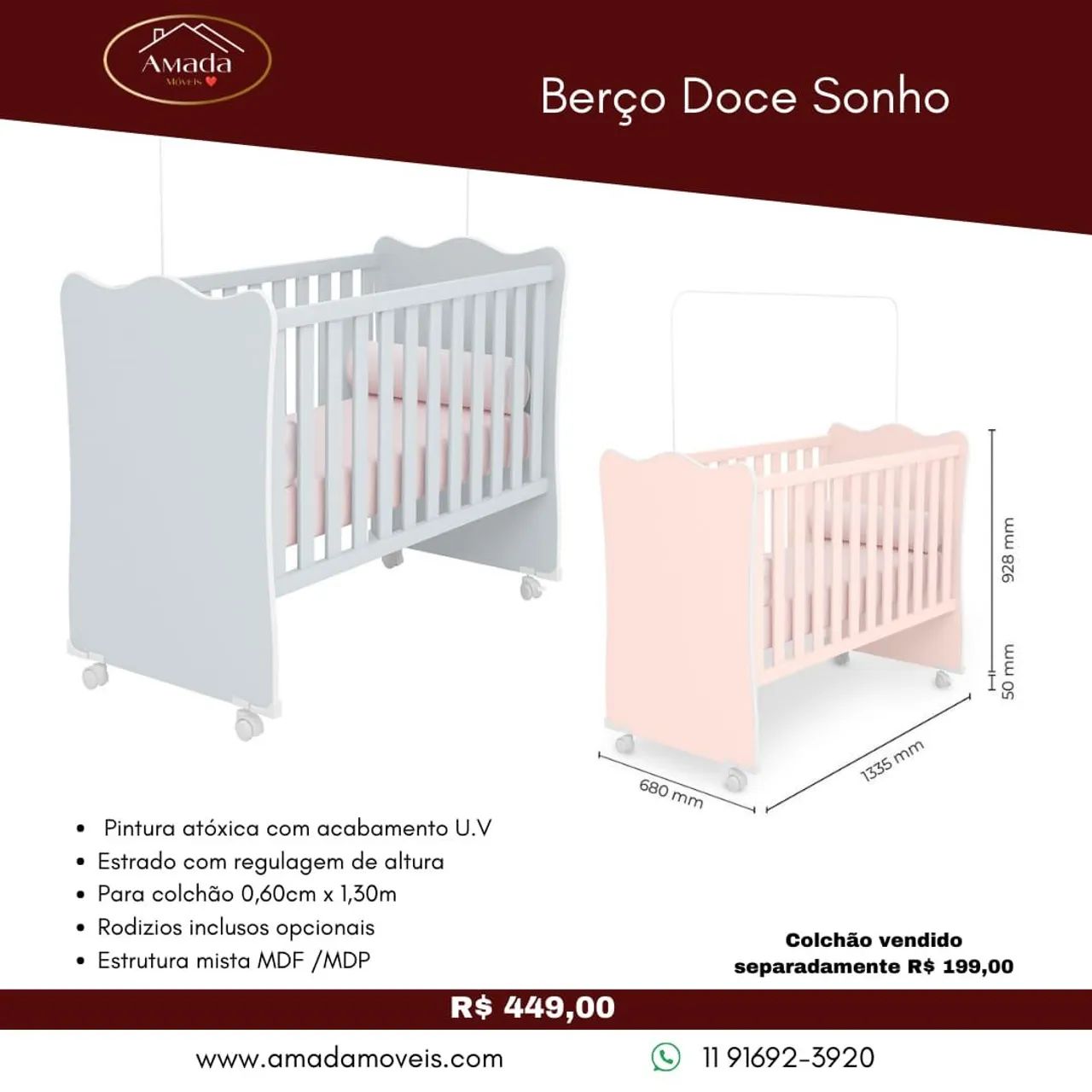 Berço Doce Sonho - Entrega em 3 dias  - Foto 2