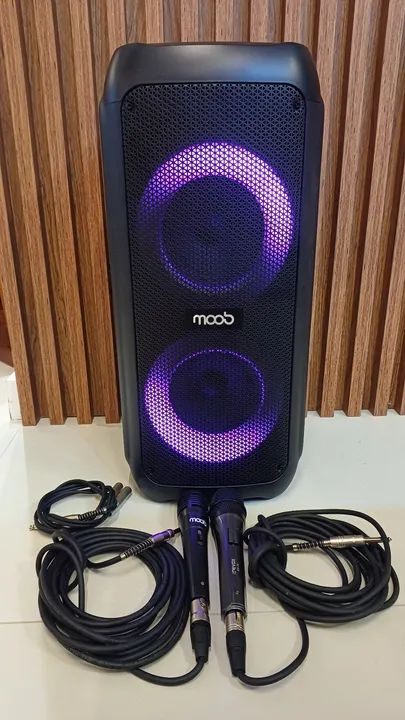 Caixa de Som Portátil com Bluetooth, Microfones com cabos de 5 metros - Foto 5