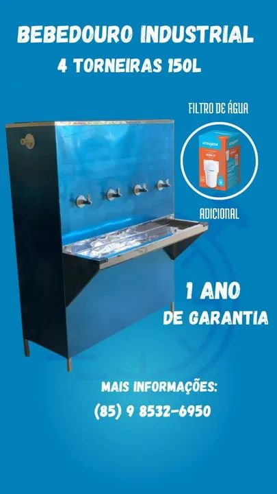 Bebedouro Industrial 4 Torneiras 150L/180L
