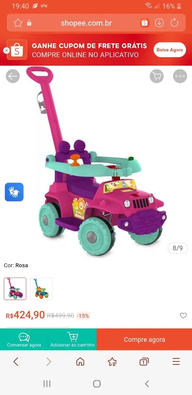 Carrinho de Passeio e Andador Bandeirante  - Foto 4