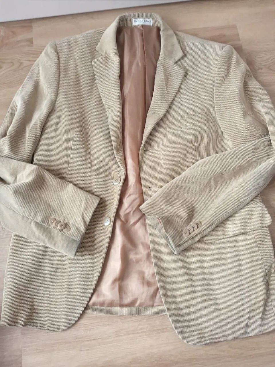 Blazer de Veludo Canelado Bege
