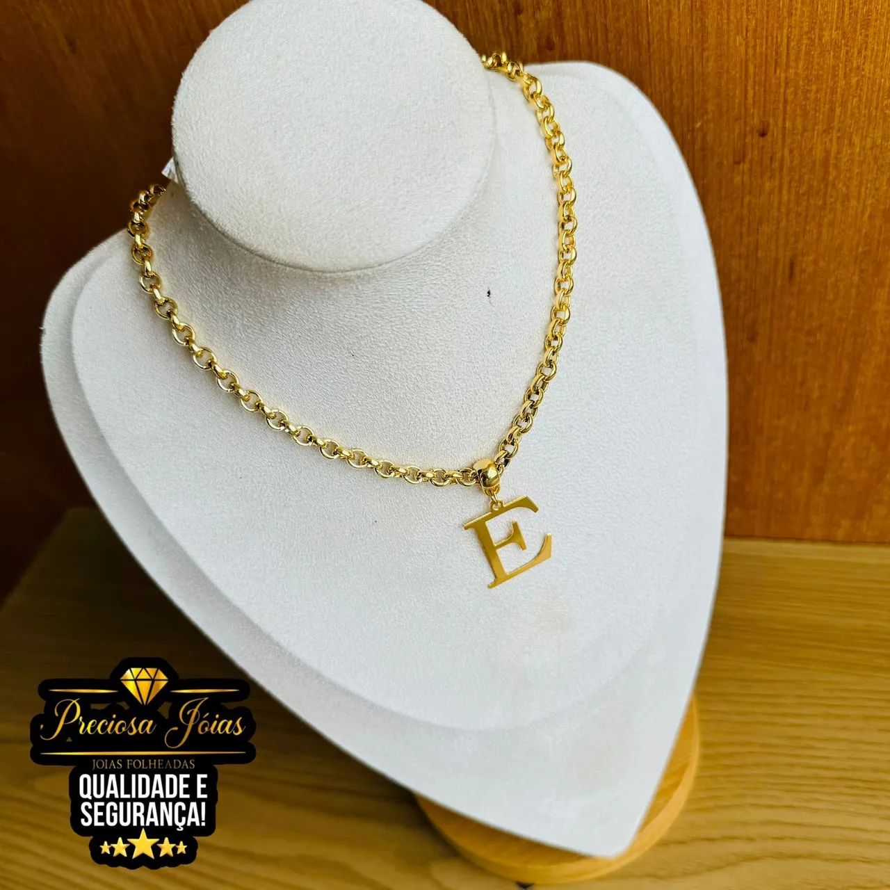 Cordão feminino com pingente de letras - Foto 5