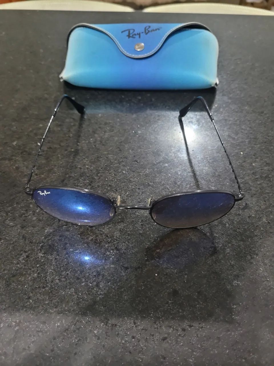 Óculos de sol Ray-Ban Redondos - Lentes Azuis - Foto 2