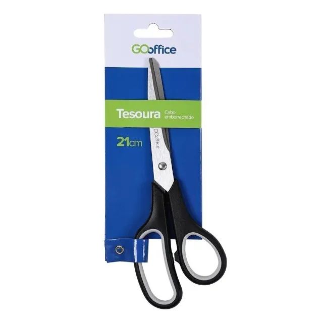 Tesoura 21cm Cabo Emborrachado Uso Geral - Go Office