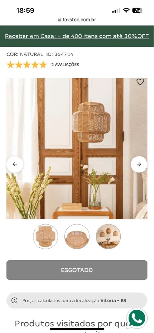 Lustre de Palha  - Iluminação aconchegante