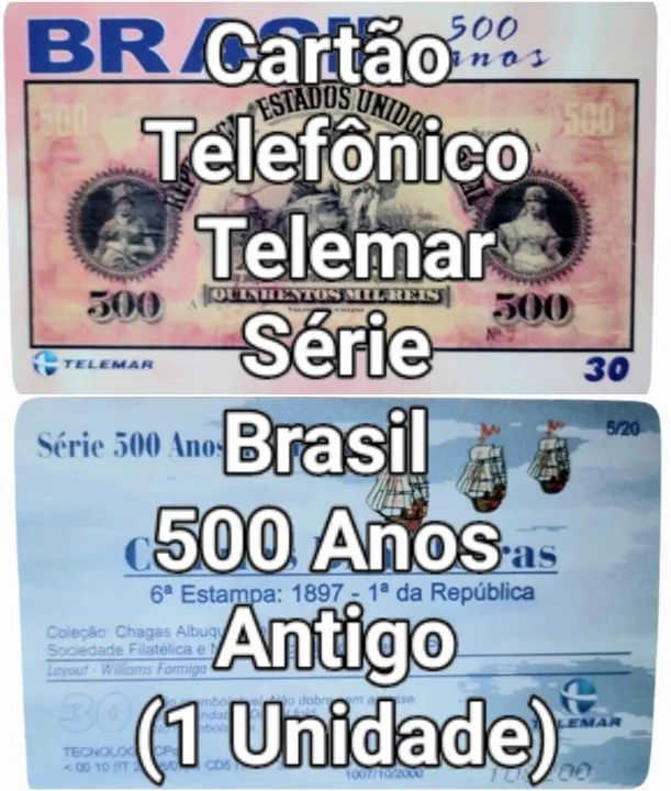 1 Cartão Telefônico Telemar Série Brasil 500 Anos Antigo
