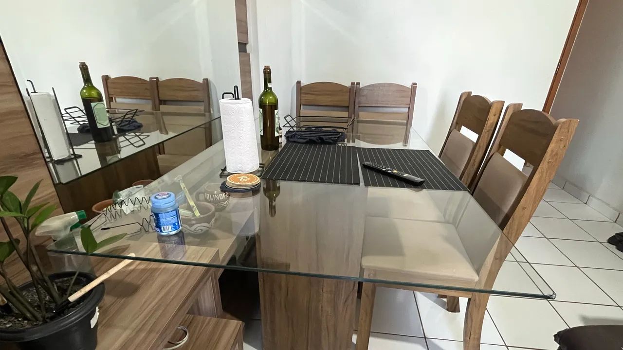 Mesa de jantar 4 lugares c/ tampo de vidro  - Foto 3