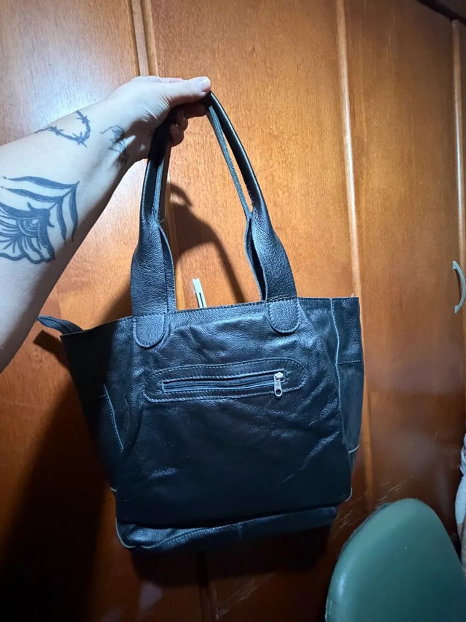 Bolsa de couro preta - Foto 3
