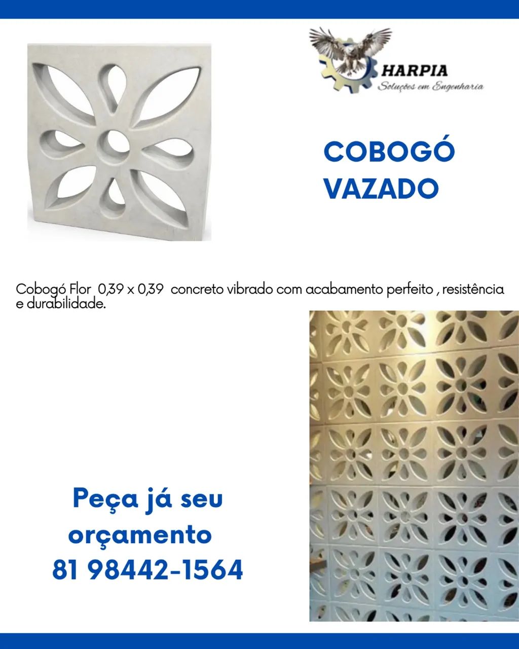 Cobogo concreto vibrado 
