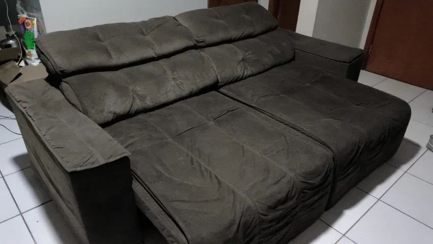 Sofá 4 Lugares Luizzi Tivoli Retrátil e Reclinável Suede Marrom - Foto 2