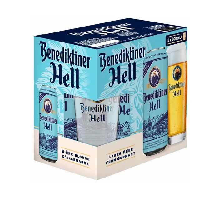 Kit Cerveja Benediktiner Hell 5X500ml e Copo